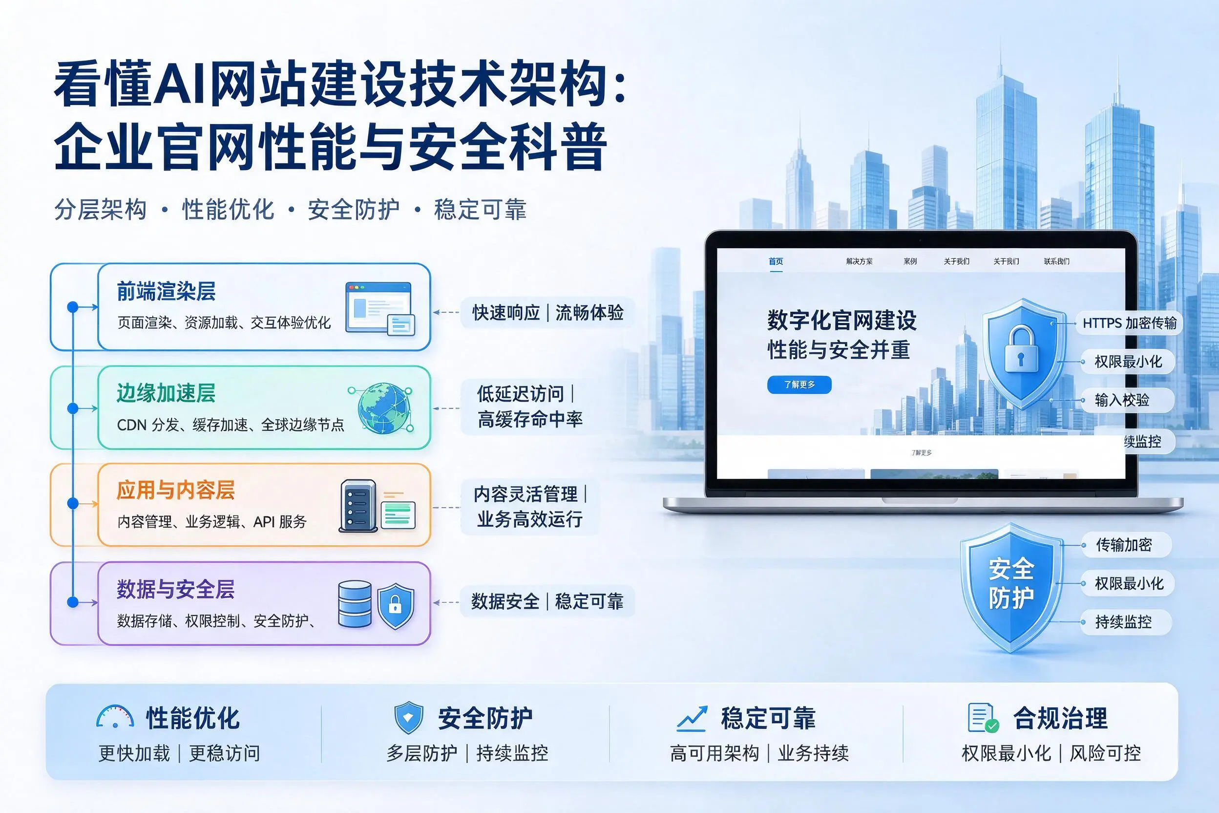 看懂AI网站建设技术架构：芜湖企业官网性能与安全科普