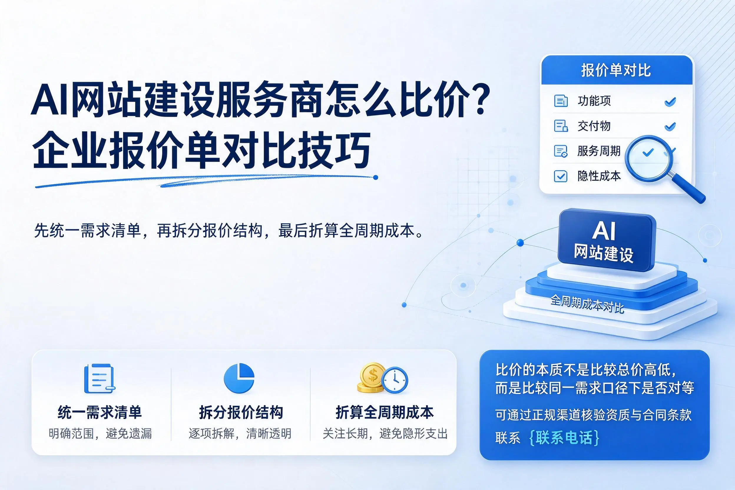 AI网站建设服务商怎么比价？芜湖企业报价单对比技巧