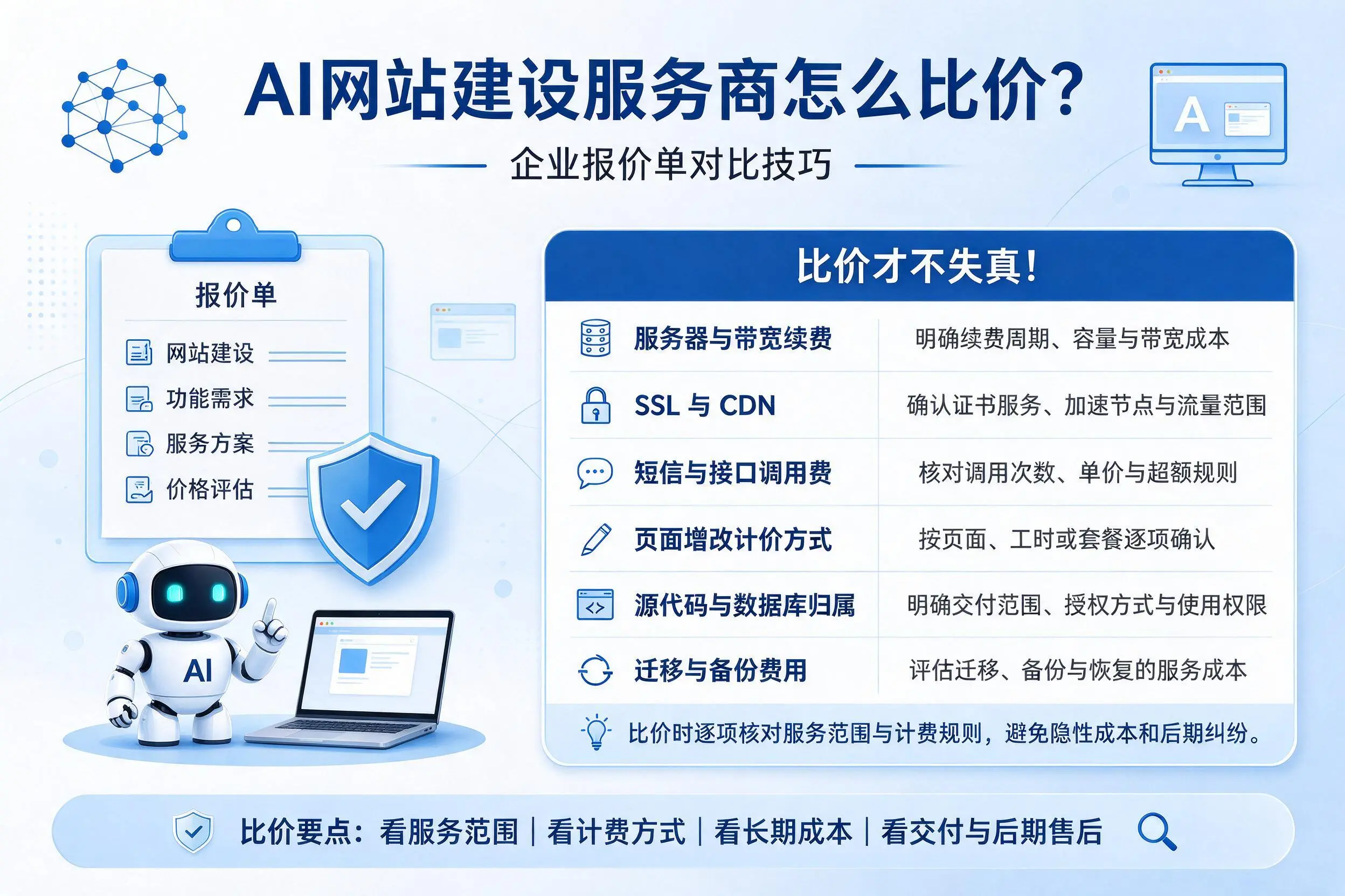 AI网站建设服务商怎么比价？芜湖企业报价单对比技巧