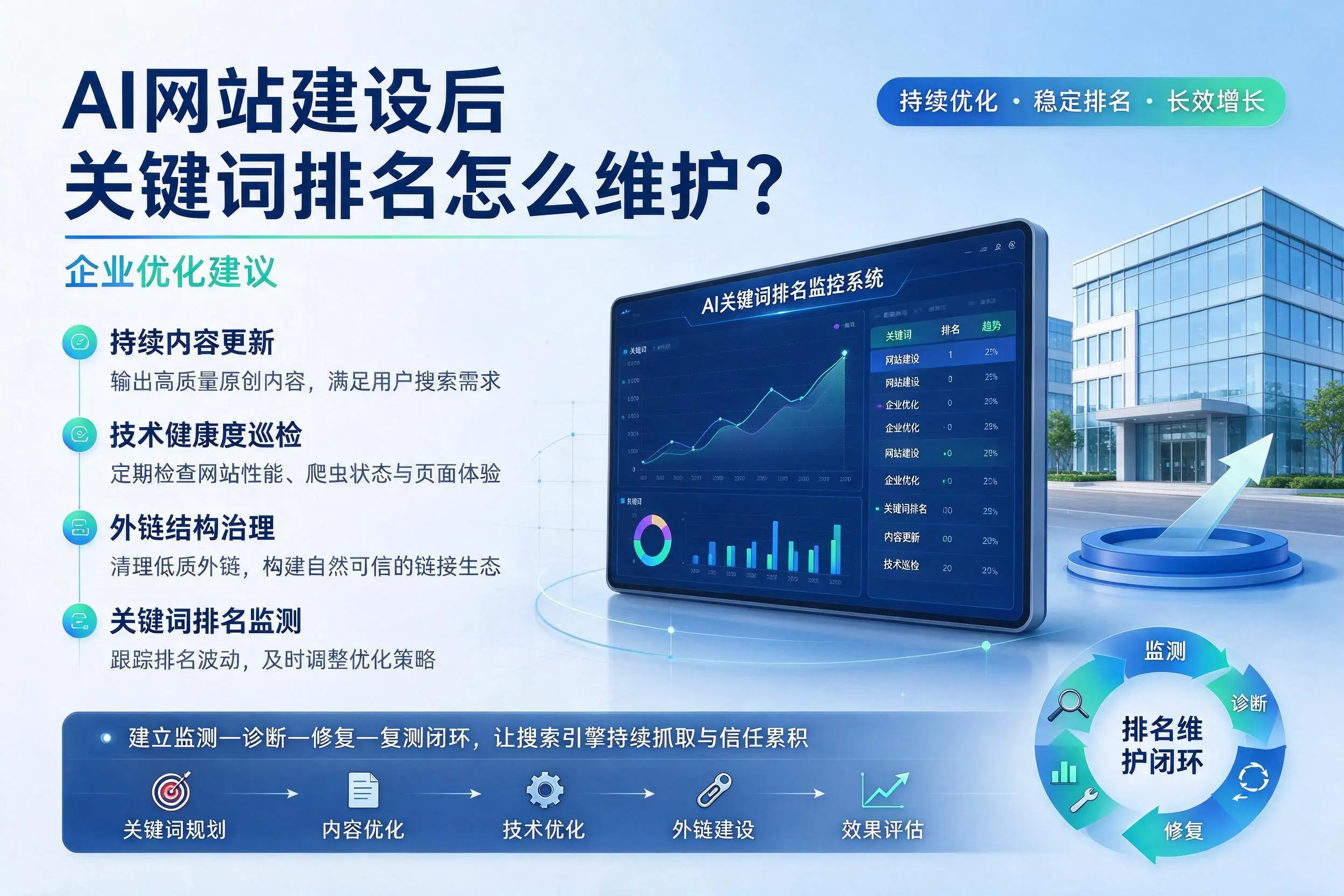 AI网站建设后关键词排名怎么维护?芜湖企业优化建议