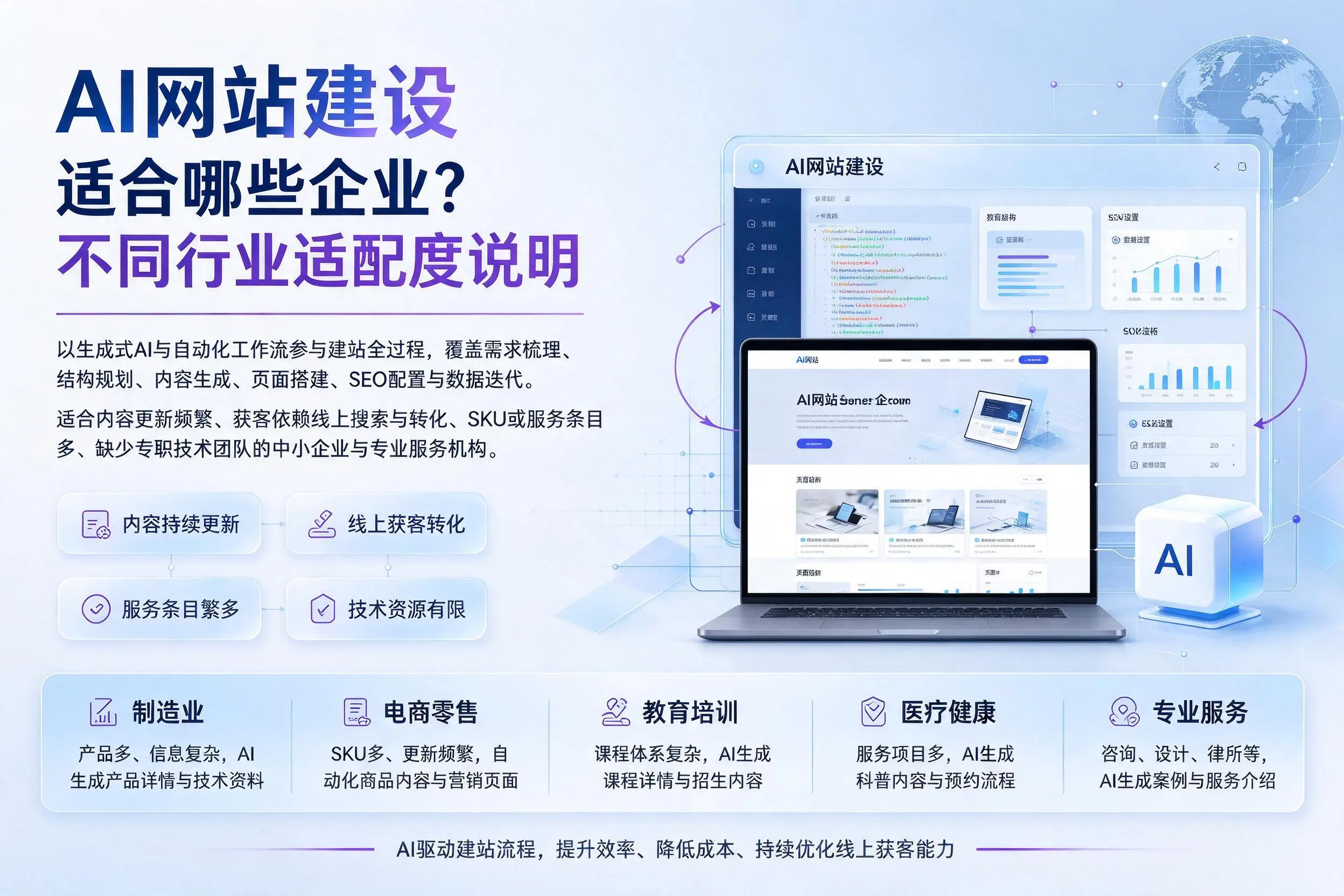 AI网站建设适合哪些企业?芜湖不同行业适配度说明